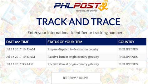 philippine post office tracking number